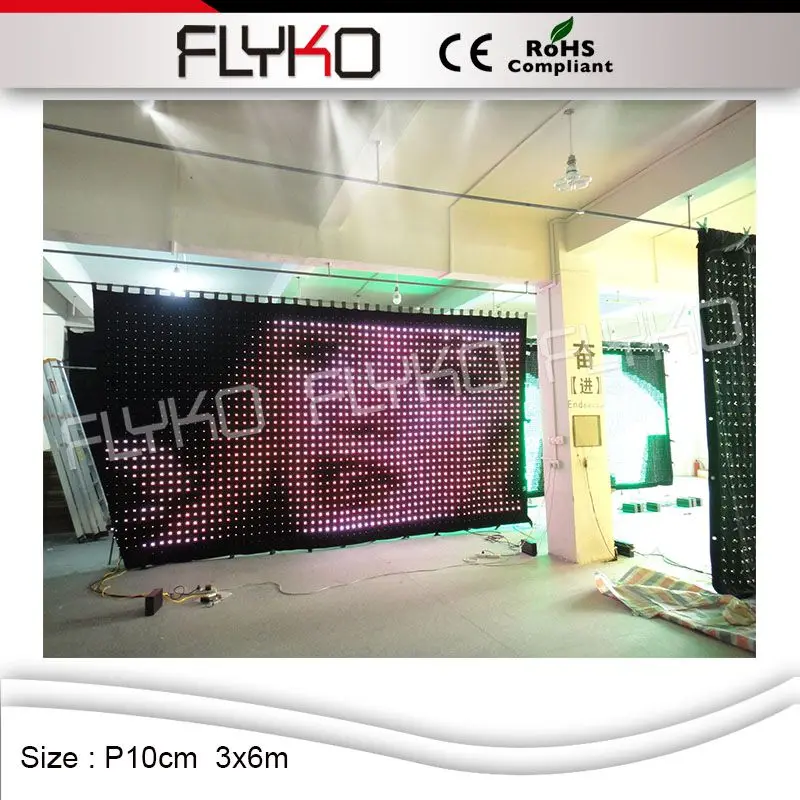 

Led dj light curtain display screen video flexible led curtain for stage backdrops p10cm 3mx6m