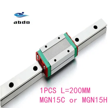 

High quality 1pcs 15mm Linear Guide MGN15 L= 200mm linear rail way + MGN15C or MGN15H Long linear carriage for CNC XYZ Axis