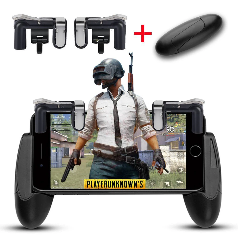 

Smart Phone Mobile Gaming Gamepad Handle Grip for Knives out/Rules of Survival/ PUBG Mobile Game Fire Button L/R Gaming Trigger