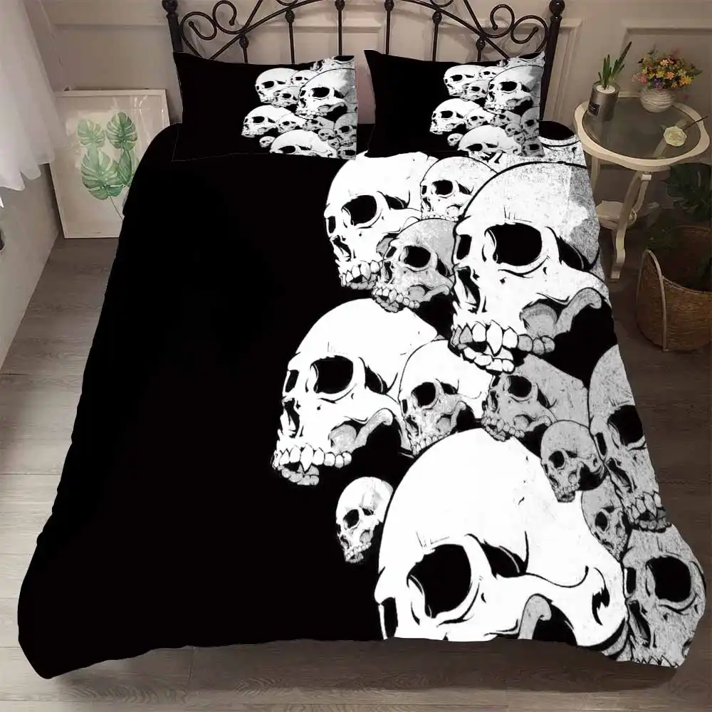 Black Duvet Cover Set Au Eu Us Size Soft Sugar Skull Bedding Set