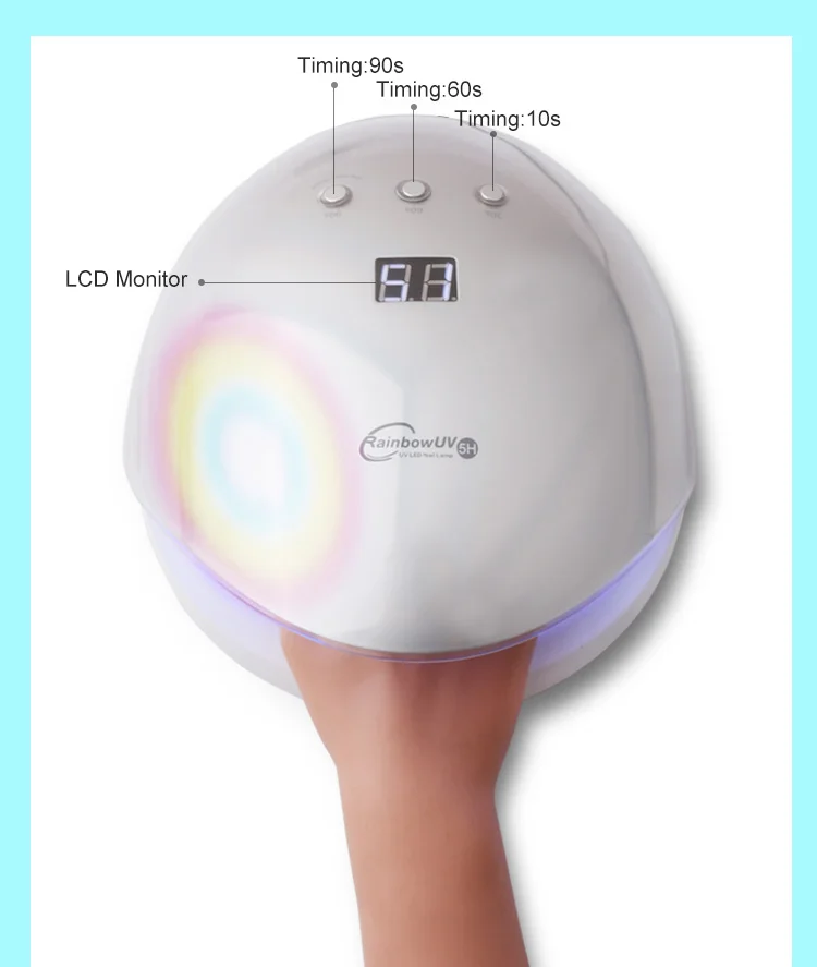 NOQ Сушилка для ногтей RainbowUV 5H профессиональный светодиодный УФ-лампа для ногтей Max60W 30 шт. светодиодный s для маникюра сушки гель-лака инструменты для дизайна ногтей