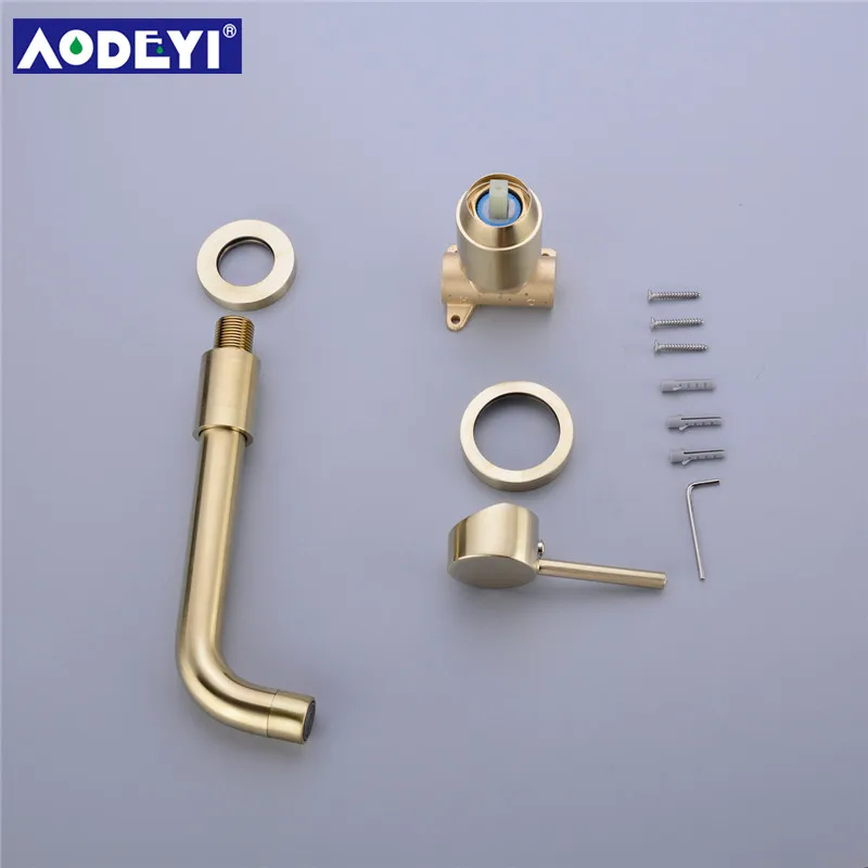 Preise Neue 210MM Massivem Messing Wand Montiert Becken Wasserhahn Bad Mischbatterie Heißer und Kalten Wasserhahn 360 grad rotation Auslauf