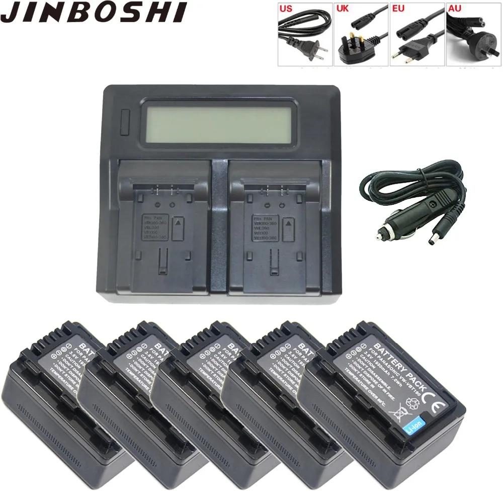 

5pcs VW-VBT190 VW VBT190 Replacement Battery And battery Charger for Panasonic HC-V757 HC-V760 HC-V770 HC-V777 HC-VX870 HC-VX878