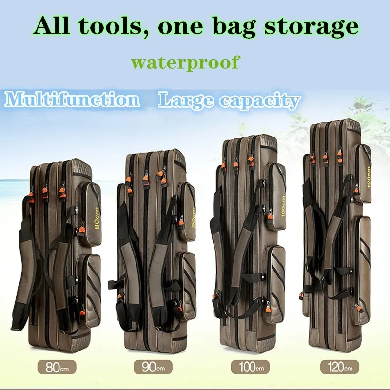 

Large Capacity Fishing Rod Bag Waterproof Full Item Tools Umbrella Pole Fish Gun Storage Backpack Portable Gear Reel Pocket Case