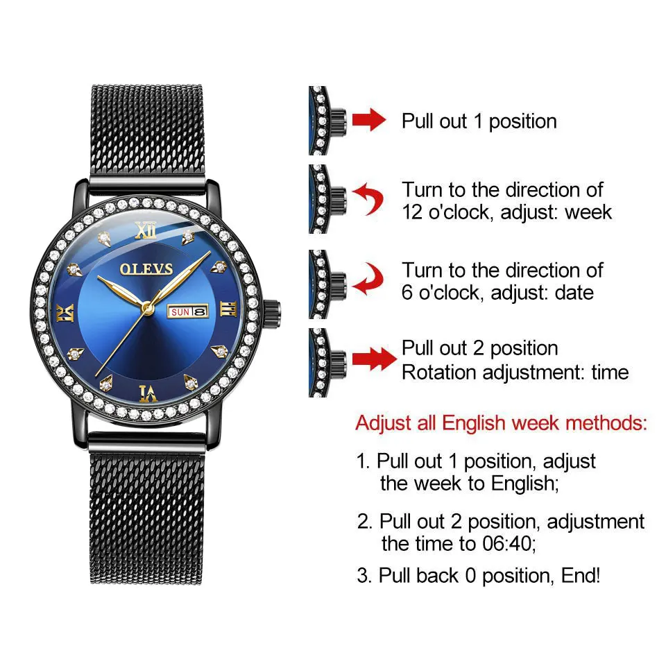 Montre Femme синие кварцевые часы женские роскошные черные из нержавеющей стали