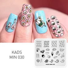 Padrão de sushi prego carimbo modelo comida gato camarão imagem retângulo arte do prego selo placa manicure arte do prego carimbar placa diy(China)