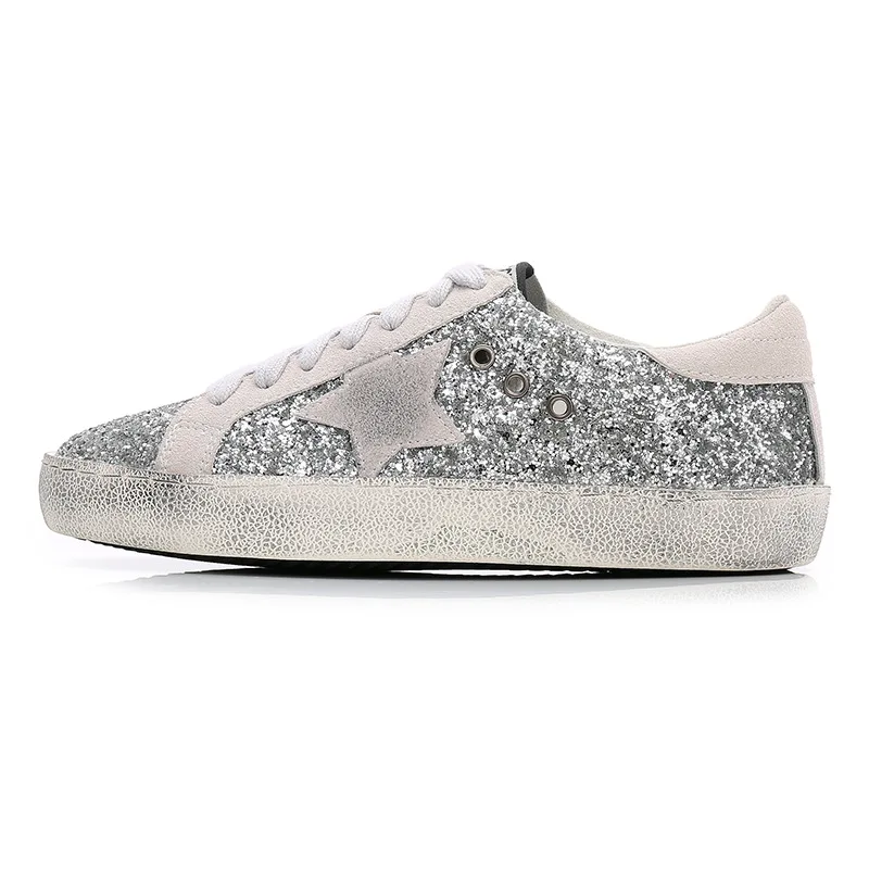 JINBEILEE Net Red Small Dirty Skateboard Shoes Female Stars Casual Shoes Five-pointed Star Small White Female Sequin Shoes JINBEILEE Net Red Small Dirty Skateboard Shoes Female Stars Casual Shoes Five-pointed Star Small White Female Sequin Shoes
