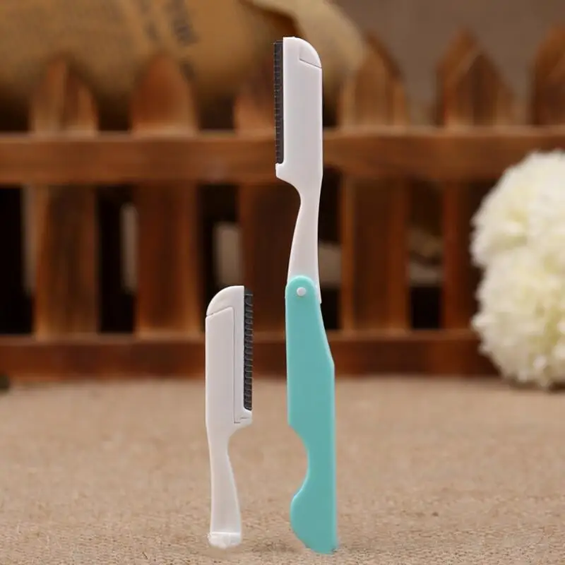 Foldable Portable Eyebrow Trimmer Makeup Safe Sharp Threading Stainless Steel Knife Hair Revomal Scraper Tool