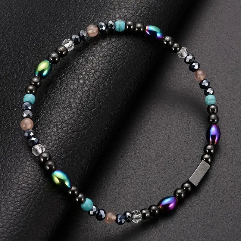 1Pc Weight Loss Round Black Stone Magnetic Therapy Anklet Health Care Magnetic Hematite Stretch Anklet For Men Women Jewelry 7 1Pc Weight Loss Round Black Stone Magnetic Therapy Anklet Health Care Magnetic Hematite Stretch Anklet For Men Women Jewelry 7