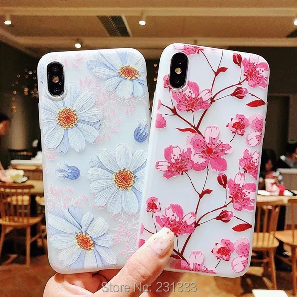 3D Матовый Мягкий чехол из ТПУ с рельефным цветком для Samsung Galaxy S8 PLUS S9 NOTE 9 NOTE9 J4 J6 J2 PRO