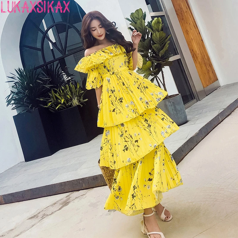 mezcla Mirilla por qué vestido largo amarillo pastel enviar Popular