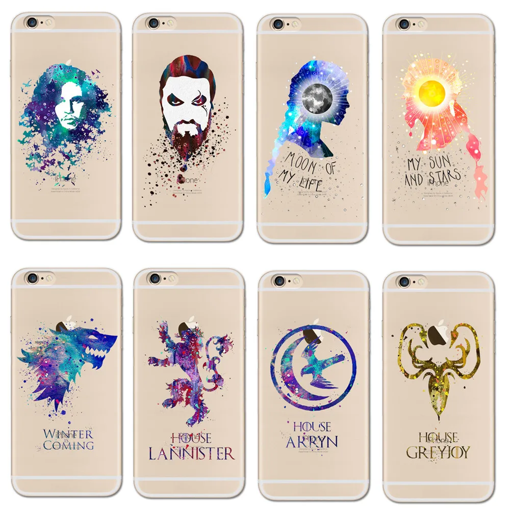 

Watercolor art Game Of Thrones jon snow Soft Clear Phone Case Fundas Coque For iPhone 8 7 7S 7Plus 6 6S 6Plus 5 5S Se Cover Capa