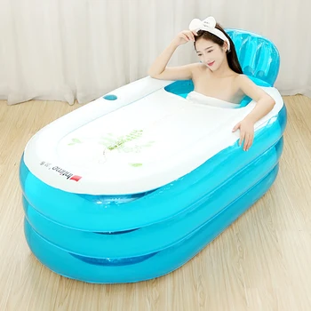 

Thickened Warm Inflatable Bathtub Household Adult Folding Bath Barrel Children Bath Tub Plastic Bath Barrel