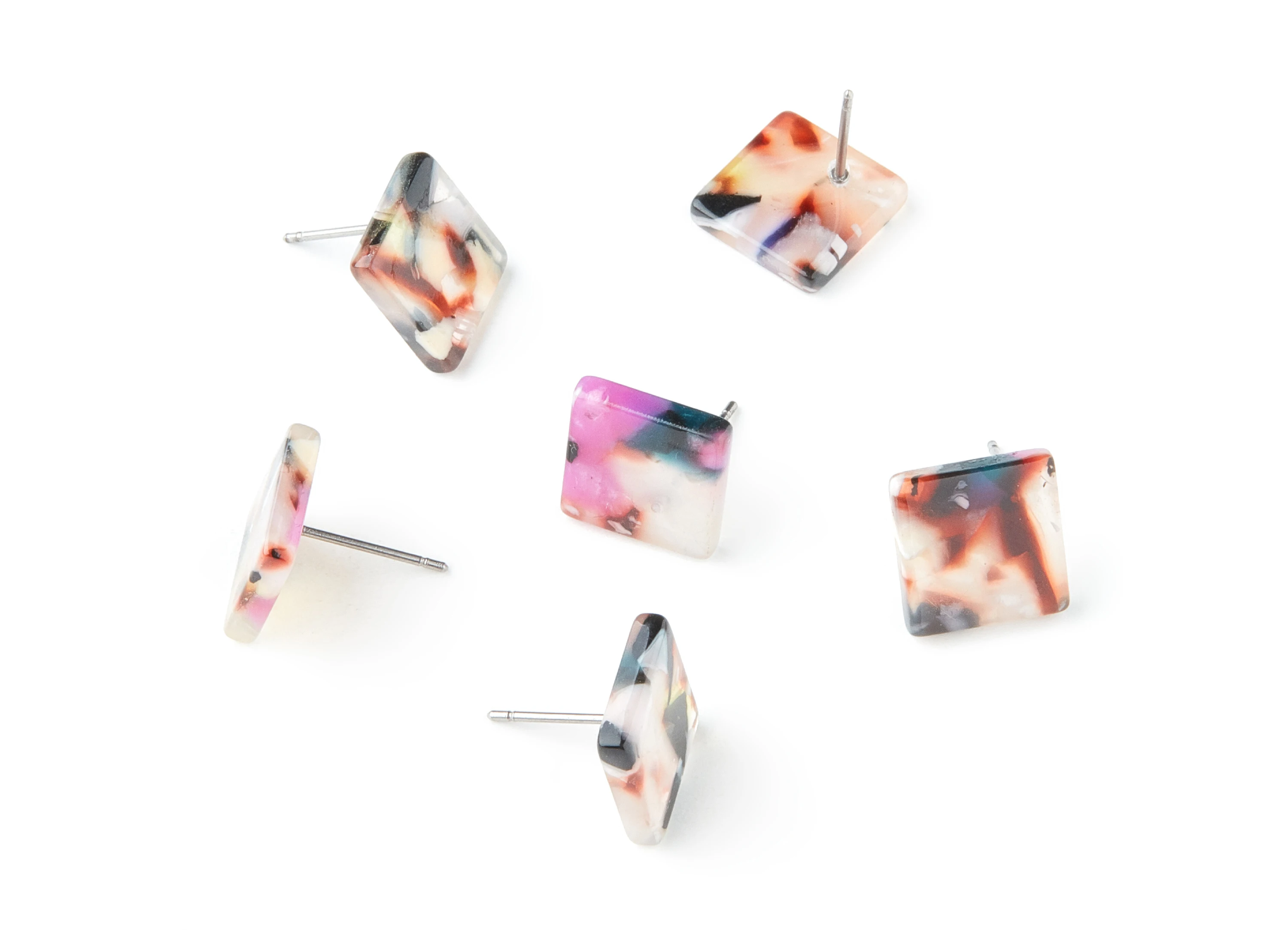 

Acetate Acrylic Earring Stud - Post Charms - Tortoise Shell Earrings - Square Shaped - 6pcs/lot - 11.7x11.7x2.6mm - AC1140D-O