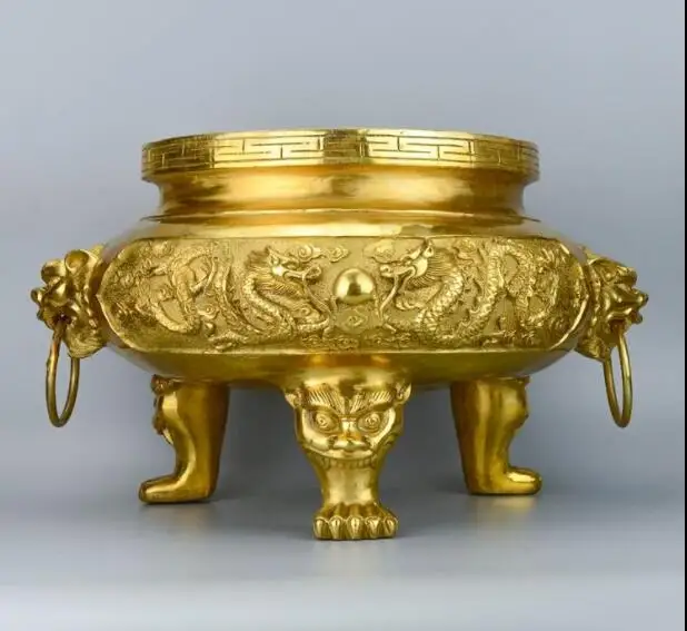 

SUIRONG---1024 Pure copper, two dragon balls, incense burner sandalwood stove, and no cover censer