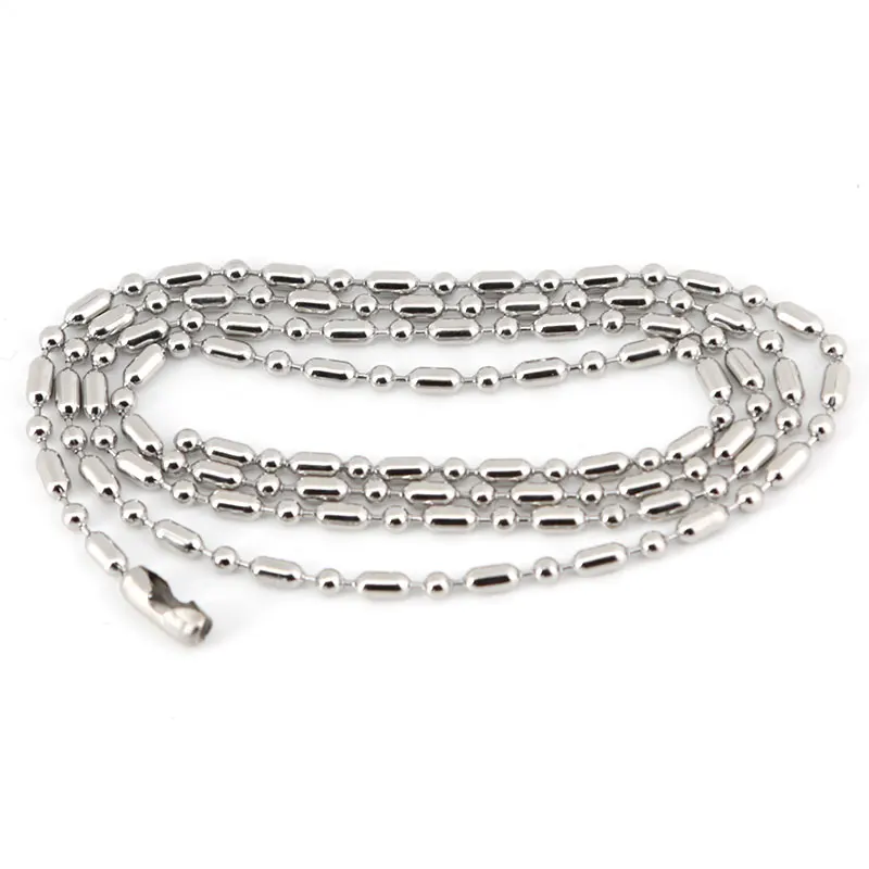 10pcs Silver Tone Stainless Steel Dog Tag Chains,2.3mm 24inch 60cm Ball