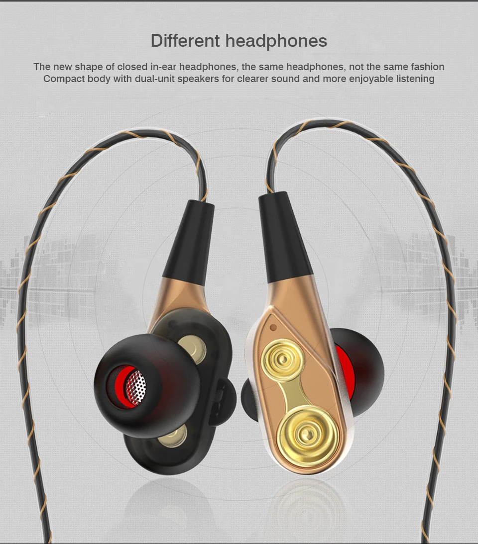 Noise Cancelling Earphones Dual Driver Earphone With MIC Gaming Headset Stereo Earphones With Microphone For Mobile Phone (24)