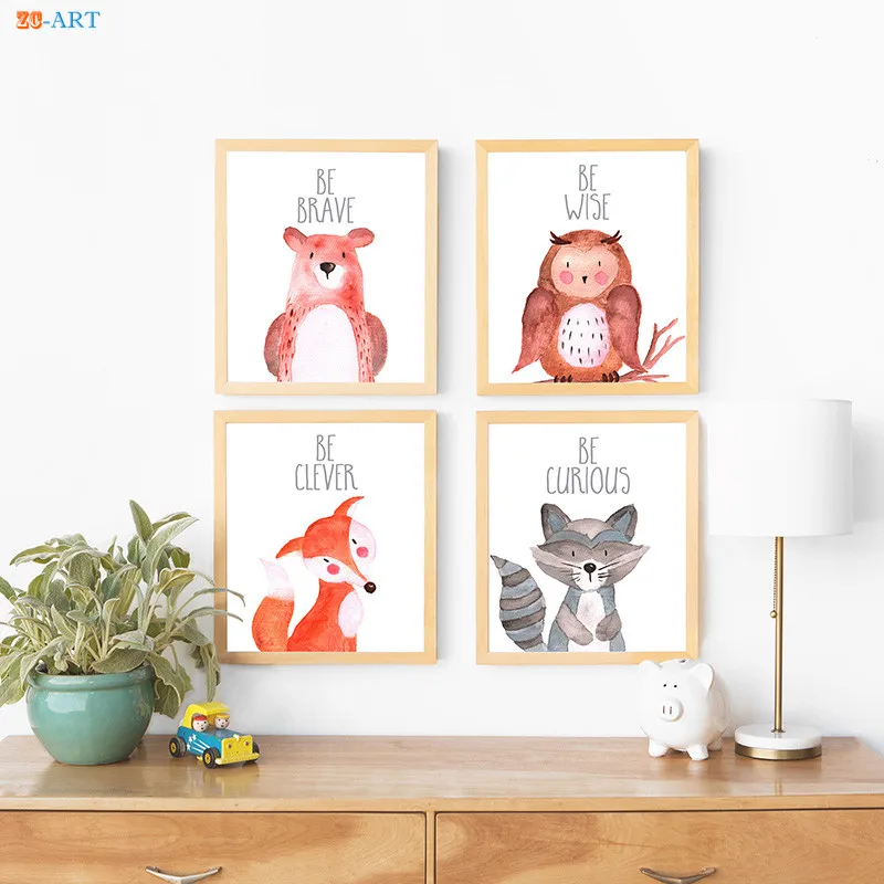 Canvas Painting Baby Animal Pictures Woodland Animal Poster and Print