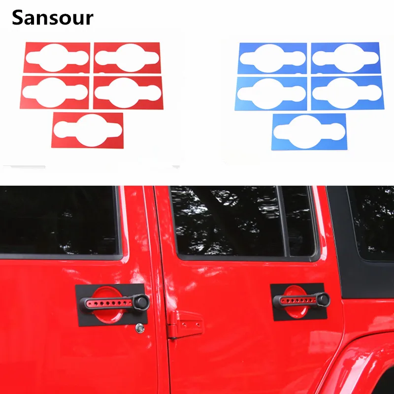 Sansour Car Door Handles Cover Trim Sticker Fit For Jeep Wrangler 2007