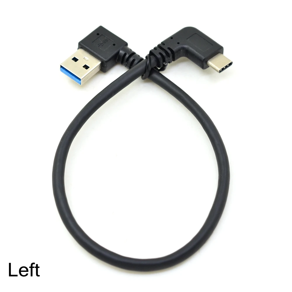 Black Male to USB3.1 0.25m - Type-A Cable Length: 25cm, Color: Black Type-C Computer Cables 90 Degree Left Angle USB 2.0 Male USB Data Sync & Charge Cable Connector 