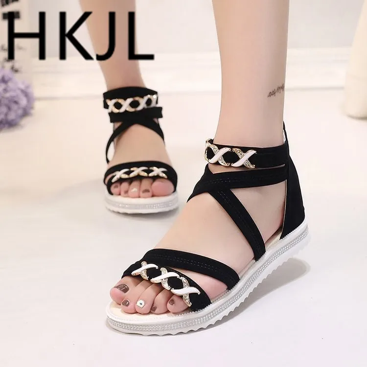 

HKJL Summer 2019 new flat slip sandals versatile sandals Korean version fashion student open-toe casual women's shoes A309