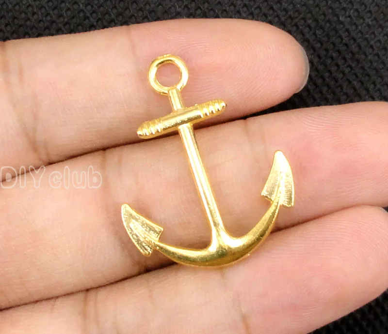 50pcs-золотой тон якорь Подвески Подвеска морские амулеты 31x24мм | Украшения и