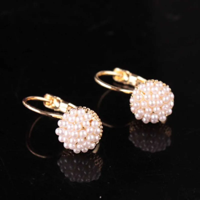

Female Elegant Pearl Beads Ear Hoop Earrings Jewelry Gift For Lady Fashion Hoop Earrings