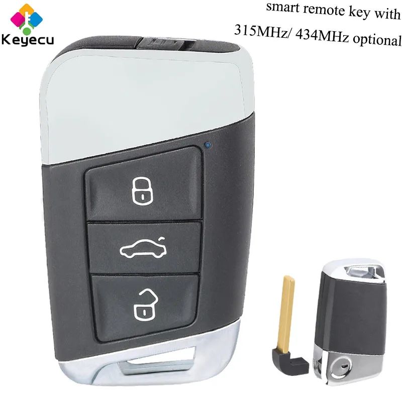 

KEYECU Replacement Smart Remote Key With 3 Buttons & 315MHz/ 434MHz - FOB for Volkswagen Magotan Superb A7 Passat B8 2015-2018