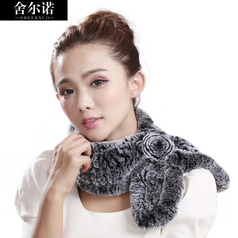 

100 percent real rex rabbit fur scarf women winter warm thickened fur scarf for the elderly to send mother gifts