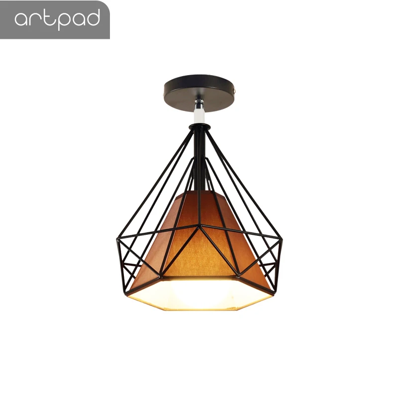 Kaufen Artpad Vintage Decke Lichter Schwarz Weiß Goldene Loft Led Decke Lampe Geometrische Form Eisen Käfig Wohnzimmer Schlafzimmer Home Led