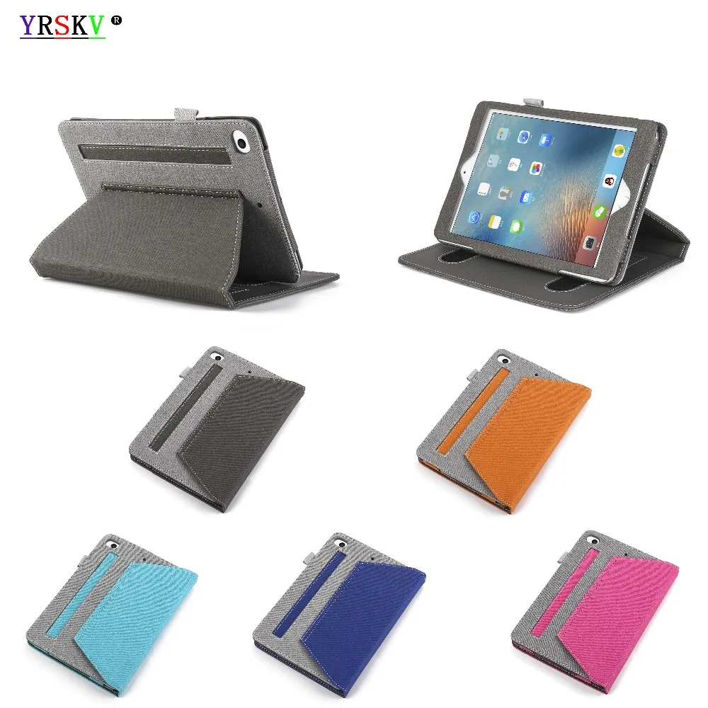 

New Case for Apple iPad mini 1/2/3 mini 4 YRSKV Color matching denim stand Hand rest Smart cover Auto Sleep Wake Tablet shell