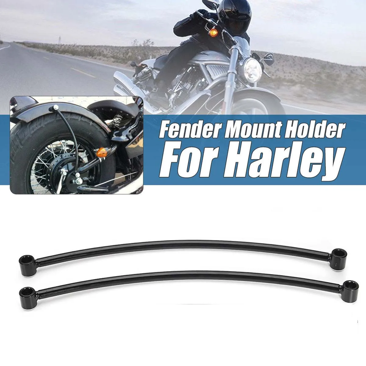 Motorcycle Rear Fender Rail Support Bracket Mount Holder Fits Harley Black 