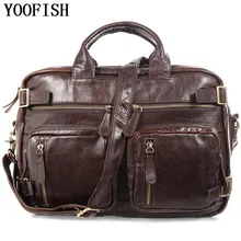 YOOFISH Multifunction real Genuine leather messenger bags business men bags men’s briefcase shoulder laptop men’s travel bag