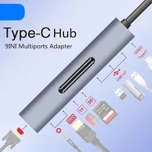 9 в 1 адаптер 3 док-станция Тип c к HDMI 4 к VGA USB3.0 концентратор TF SD слот USB-C PD с аудио портативный для Macbook Pro#20