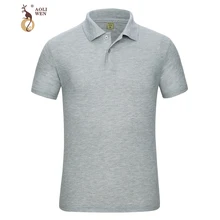 Aoliwen мужская деловая Повседневная рубашка поло, однотонная мужская брендовая Высококачественная летняя дышащая Свободная рубашка поло с коротким рукавом из хлопка
