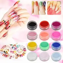 12 цветов акриловый порошок Пыль УФ гель Дизайн 3D Стразы, украшение для маникюра дизайн ногтей DIY Набор пудры набор инструментов для ногтей