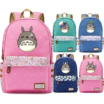 

My Neighbor Totoro Bag Backpack Flower Point Floral Bag School Teenagers Student Book Travel Laptop Girl Boys Mochila