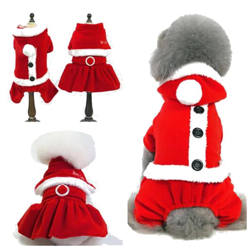 2018 New Christmas Dog Clothes for Small Dog Cotton Santa Dog Costume Pet Coat Poodle Yorkies