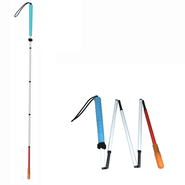 Blind Cane,43.3inch Blind Walking Stick for Blind Aluminum Alloy Folding  Blind Cane Reflective Red Walking Stick for Vision Impaired and Blind