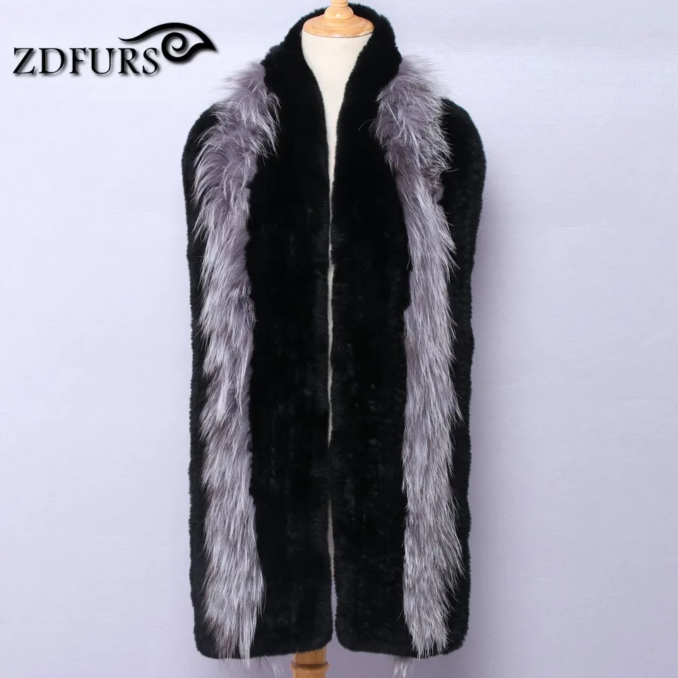 ZDFURS * 2017 новые женские подлинный Трикотажный Шарф из лисьего меха Настоящий мех