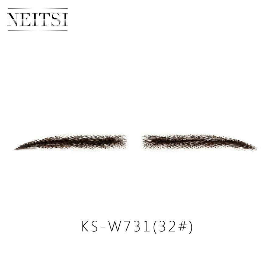 Neitsi женщина одна пара поддельные брови человеческие волосы кружевная основа поддельные брови KS-W731