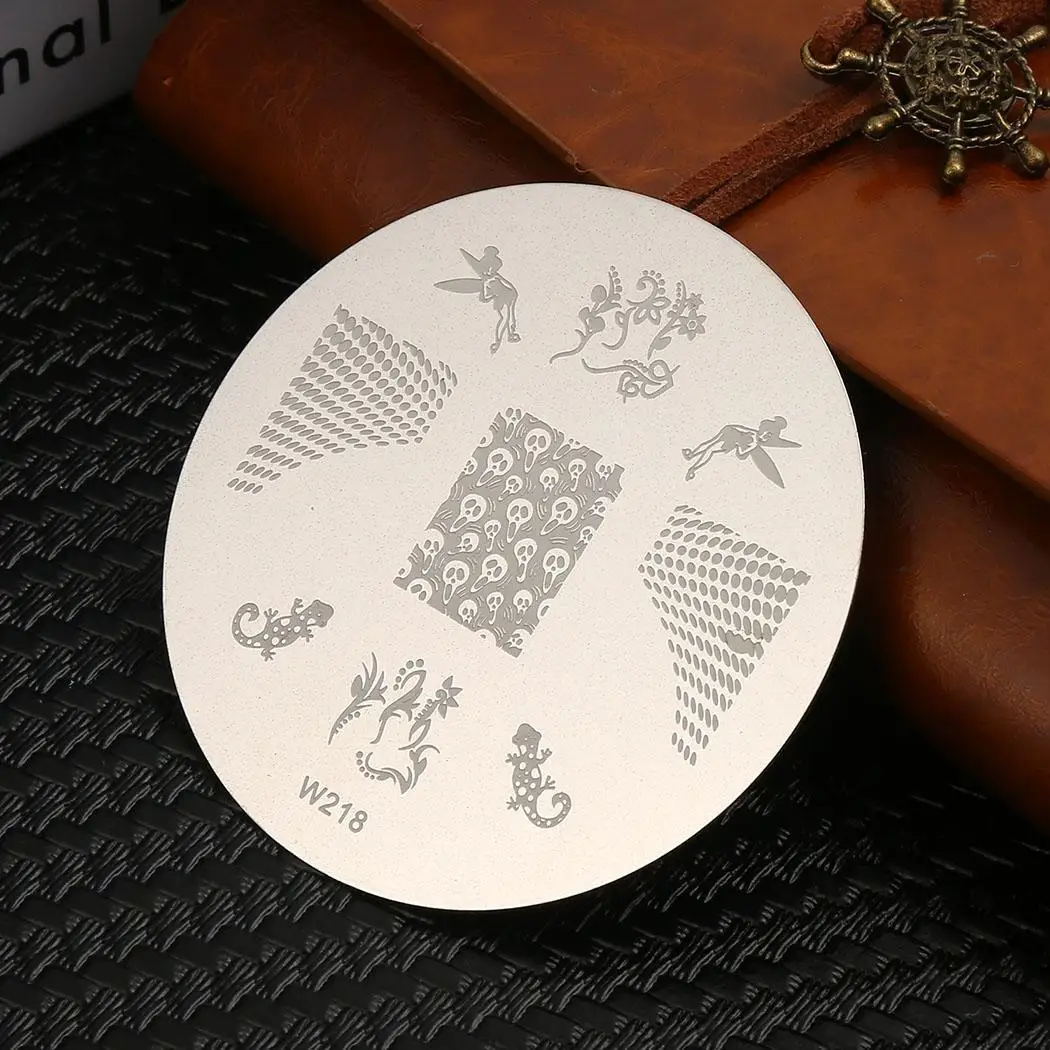 

Round Nail Printing Pattern Template Silver DIY Nail Art Plates Manicure Tools