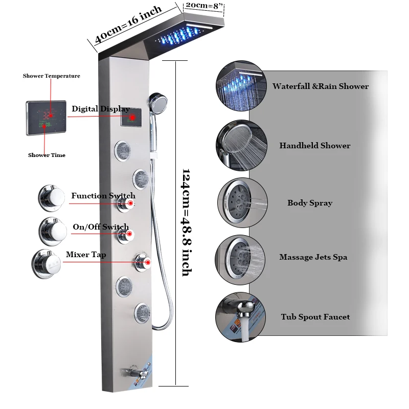 ULGKSD-LED-Waterfall-Rain-Shower-Panel-Bathroom-Shower-faucet-Massage-Jets-Tub-Shower-Column-Mixer-Tap