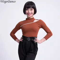 Новый латинский танцевальный костюм блузка для танцев professional performance Современная Практика Рубашка с длинными рукавами для женщин