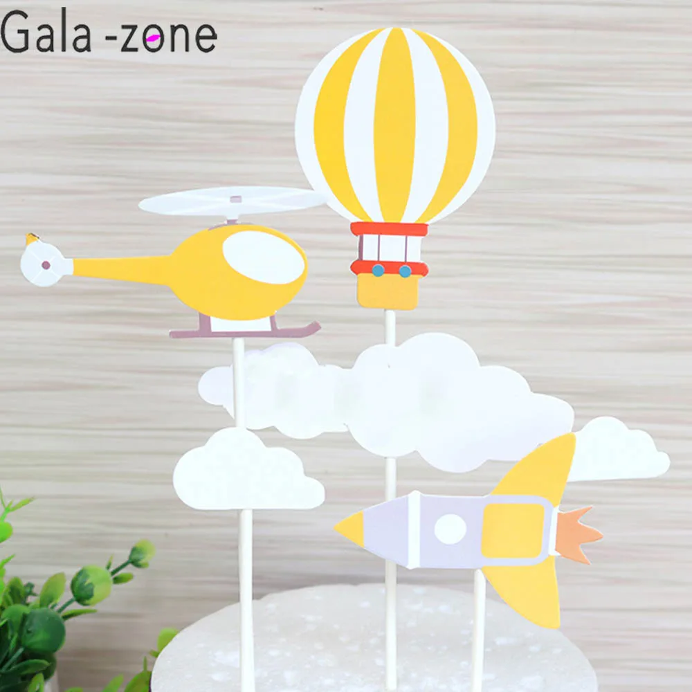 

Gala-zone 1/2 Set Handmade Cartoon Rocket Plane Cupcake Topper Cake Decorating Wedding Baby Shower Kids Birthday Party Decor