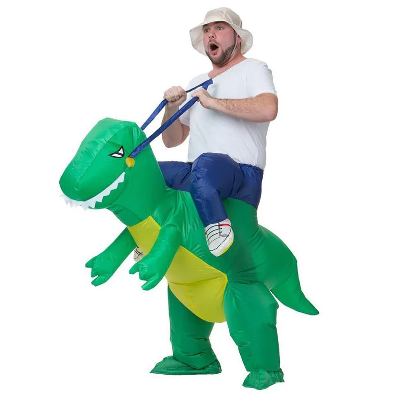 Inflatable Green Dinosaur Adult Costume Ride on Animal Fun Toy Halloween For Man Women Party