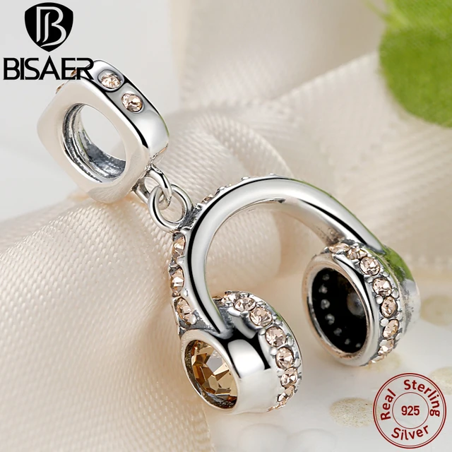 US $7.95 BISAER 925 Sterling Silver Headset Pendants Earphone Beads Fit Charms Bracelets Women Silver Beads 