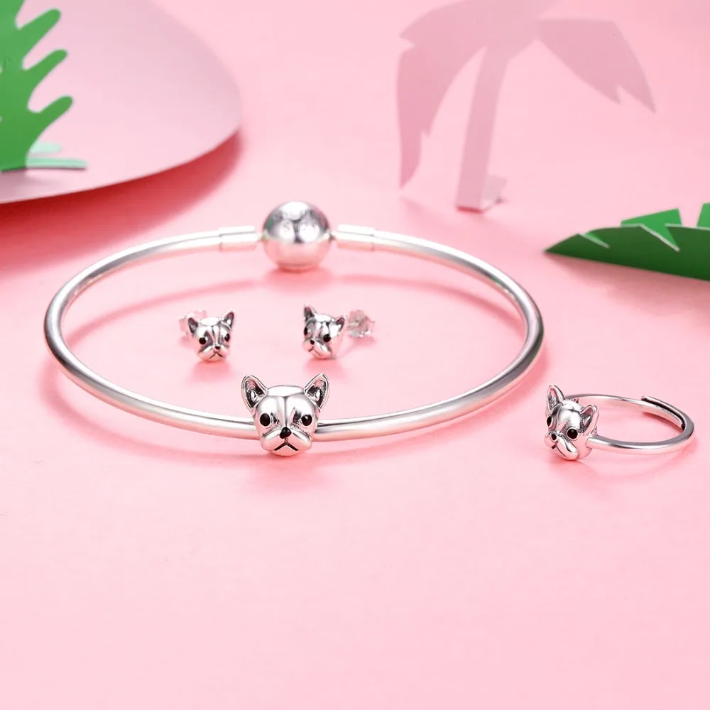 SILVERCUTE 925 пробы серебро французский кольцо с дизайном бульдог для Для женщин