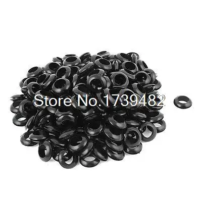 

16mm Inner Dia Black Rubber Electrical Wire Grommets Gasket Protector 200 Pcs