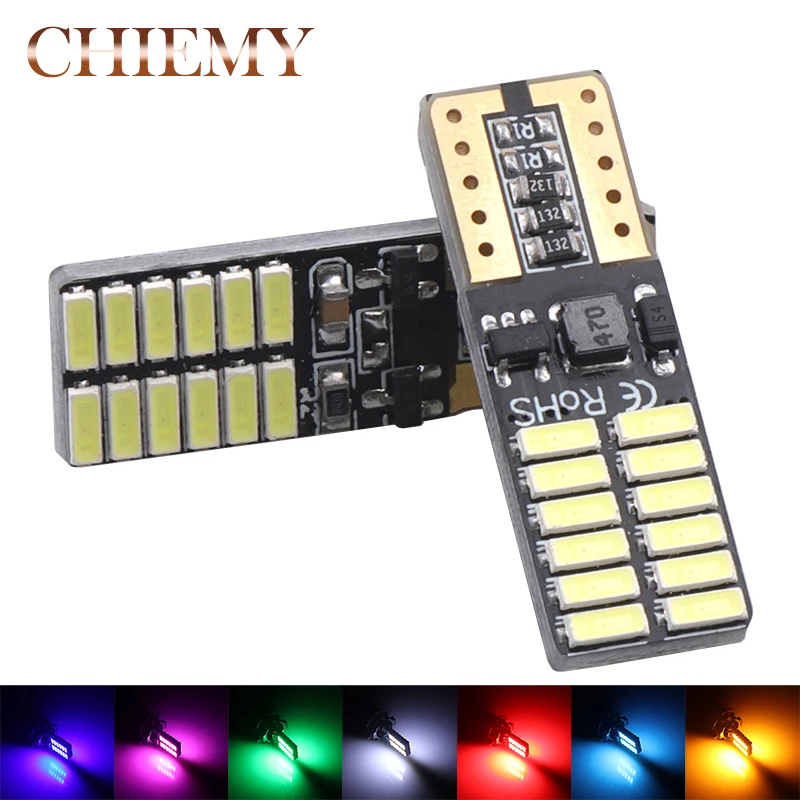 

2PCS T10 24smd W5W Car LED Light White Canbus 168 194 Bulbs License Plate Trunk Reading Lamp Super Bright 12V No Obc Error